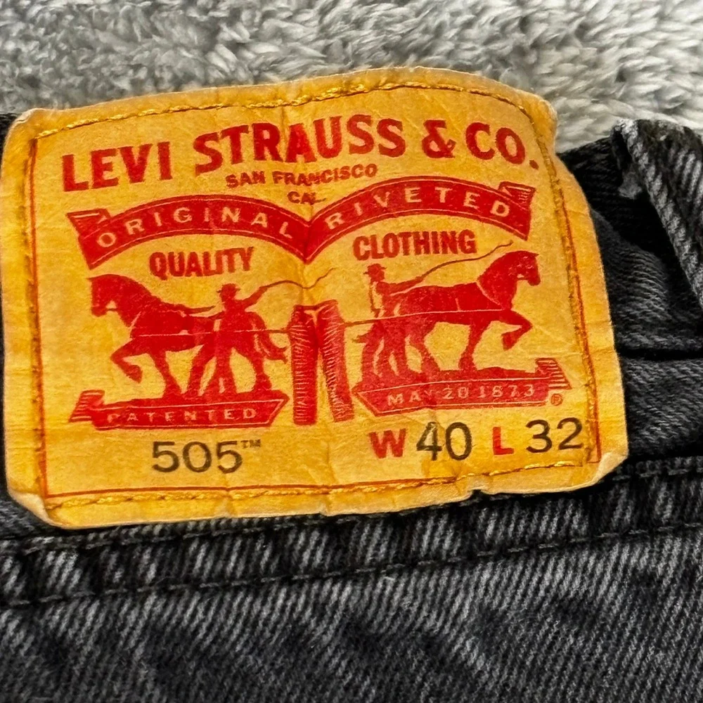 Levis 505 Regular Fit Straight Leg Jeans Faded Black Denim Mens 40x32